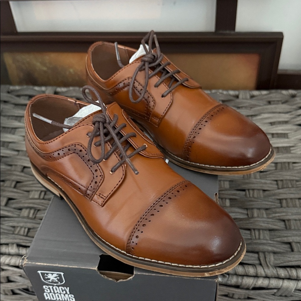 Stacy Adams Tan Leather Cap Toe Oxfords